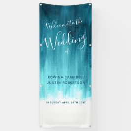 Blauwgroen aqua bruiloft art welkomstbanner spandoek