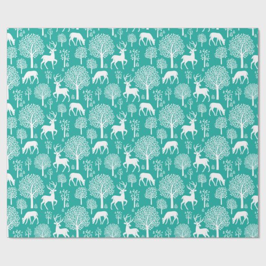 Blauwgroen Aqua Christmas Rendier inpakpapier (Vlak)