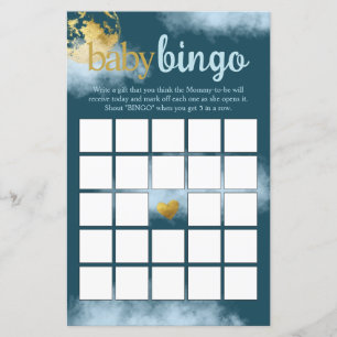 Blauwgroen Aqua en Gold Baby Bingo Baby shower spe