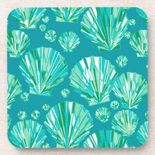 Blauwgroen, Aqua- en Turquoise-zeeschelpen Bier Onderzetter