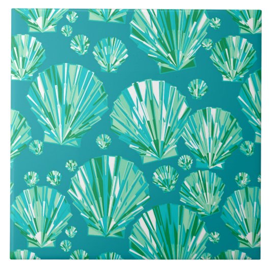 Blauwgroen, Aqua- en Turquoise-zeeschelpen Tegeltje (Voorkant)