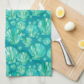 Blauwgroen, Aqua- en Turquoise-zeeschelpen Theedoek (Quarter Fold)