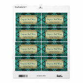 Blauwgroen Aqua Fantasy Wedding Red Gold Wine Labe Etiket (Full Sheet)