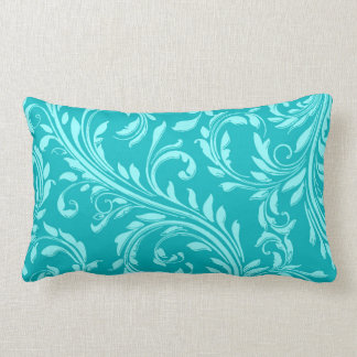 Blauwgroen, Aqua floral swirl dammbar lumbar werp Kussen
