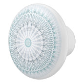 Blauwgroen Aqua Geometric Mandala Ceramic Knob. Keramische Knop (Rechts)