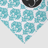 Blauwgroen Aqua Glam Damask Monogram Letter Initia Tissuepapier (Detail)