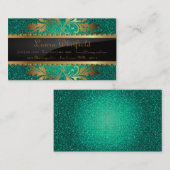 Blauwgroen Aqua Glitter Sequin Disco Glitz Visitek Visitekaartje (Voorkant / Achterkant)
