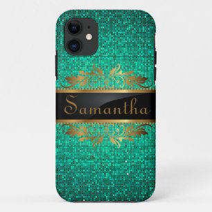 Blauwgroen Aqua Glitter Sequin Mate ID™ iPhone 5 H 11 Hoesje