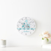 Blauwgroen Aqua Gray Giraffe Nursery Wall Clock Ronde Klok (Huis)