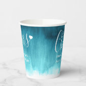 Blauwgroen aqua green blue abstract trouwbekertjes papieren bekers (Links)