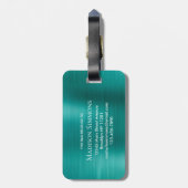 Blauwgroen Aqua Green Brushed Metal Folie Script M Bagagelabel (Achterkant verticaal)