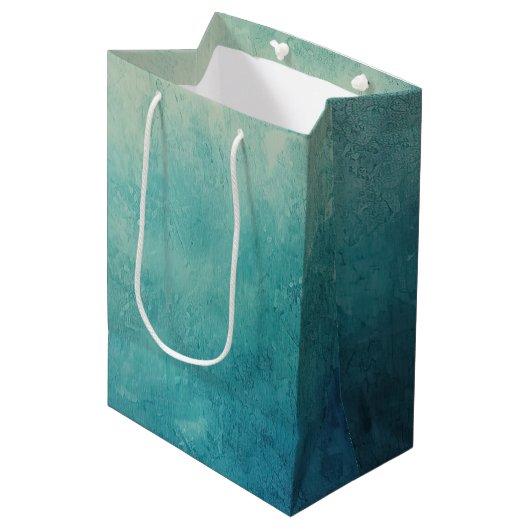 Blauwgroen Aqua Green Texture Medium Cadeauzakje (Voorkant Gekanteld)