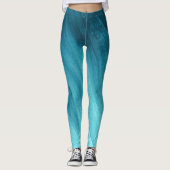 Blauwgroen aqua groene abstracte kunst leggings (Voorkant)