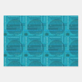 Blauwgroen-Aqua Happy Days inpakpapier (Voorkant 3)