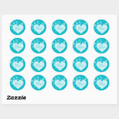 Blauwgroen Aqua Hart en Rozen Liefde Stickers (Vel)