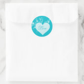 Blauwgroen Aqua Hart en Rozen Liefde Stickers (Tas)