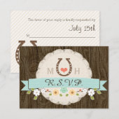BLAUWGROEN AQUA HOEFIJZER WESTERNE WEDDING RSVP-KA RSVP KAARTJE (Voorkant / Achterkant)