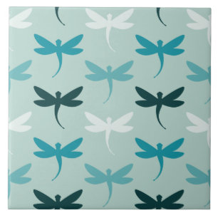 Blauwgroen Aqua kleine libel decoratieve keramisch Tegeltje