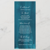 Blauwgroen aqua modern gegraded art bruiloft menu (Achterkant)