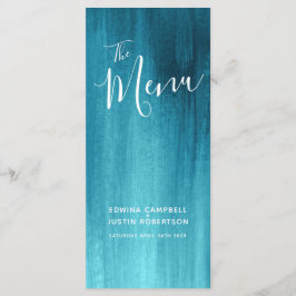 Blauwgroen aqua modern gegraded art bruiloft menu
