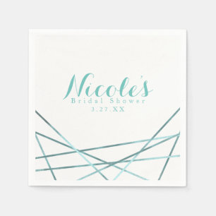 Blauwgroen Aqua Modern Geometric Lines Custom Part Servetten