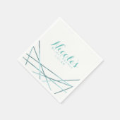 Blauwgroen Aqua Modern Geometric Lines Custom Part Servetten (Hoek)
