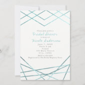 Blauwgroen Aqua Modern Geometric Lines Party uitno Kaart (Voorkant)