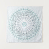 Blauwgroen Aqua Modern Geometric Mandala Wandkleed (Voorkant (horizontaal))