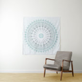 Blauwgroen Aqua Modern Geometric Mandala Wandkleed (In situ)