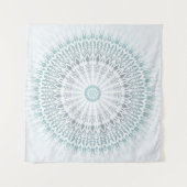 Blauwgroen Aqua Modern Geometric Mandala Wandkleed (Voorkant)