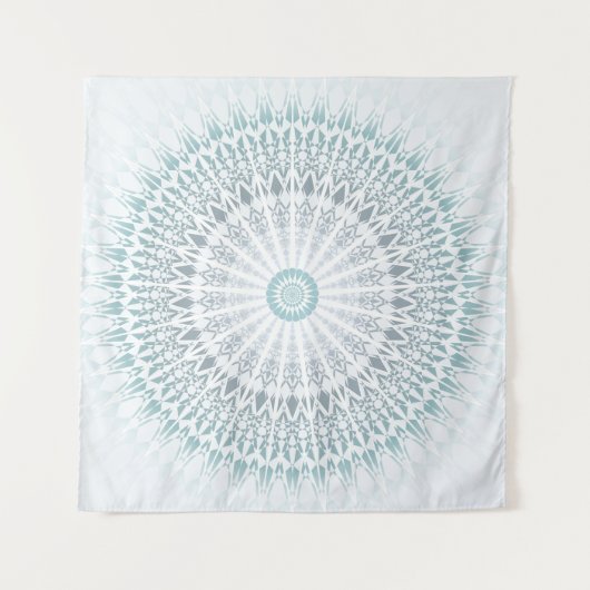 Blauwgroen Aqua Modern Geometric Mandala Wandkleed (Voorkant)