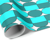 Blauwgroen Aqua Modern Geometrisch Patroon Cadeaupapier (Rol Hoek)