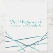 Blauwgroen Aqua Moderne Geometrische Lijnen Aangep Wijn Etiket (Enkel label)