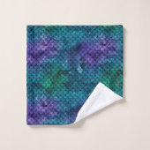 Blauwgroen Aqua Paarse Mermaid Sparkle Bad Handdoek (Wasdoekje)