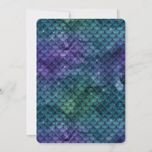 Blauwgroen Aqua Paarse Mermaid Sparkle Glitter Kaart (Achterkant)