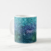 Blauwgroen Aqua Paarse Mermaid Sparkle Glitter Koffiemok (Voorkant links)