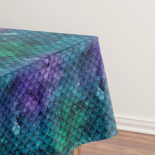 Blauwgroen Aqua Paarse Mermaid Sparkle Tafelkleed (Voorbeeld)