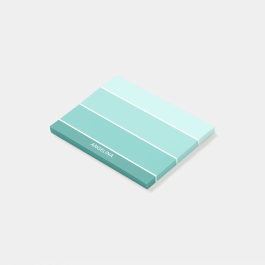 Blauwgroen Aqua Paint Chips - Jouw naam toevoegen Post-it® Notes (Schuin)