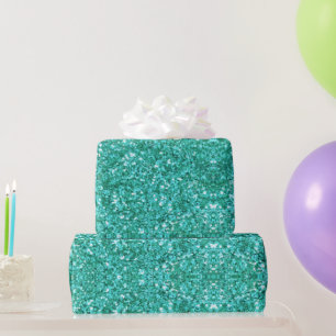 Blauwgroen aqua prettig spinkelend glitterpatroon cadeaupapier