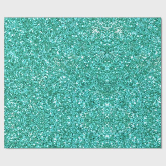 Blauwgroen aqua prettig spinkelend glitterpatroon cadeaupapier (Vlak)