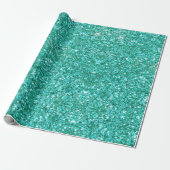 Blauwgroen aqua prettig spinkelend glitterpatroon cadeaupapier (Uitgerold)