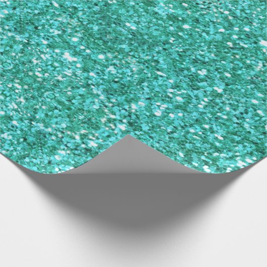 Blauwgroen aqua prettig spinkelend glitterpatroon cadeaupapier (Hoek)