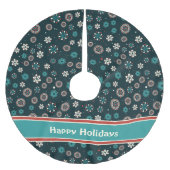  Blauwgroen Aqua Red White Scandinavian Snowflakes Kerstboom Rok (Voorkant)