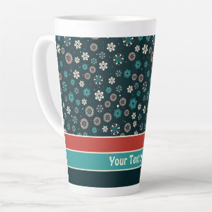 Blauwgroen Aqua Red White Scandinavian Snowflakes Latte Mok