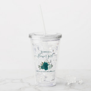 Blauwgroen & Aqua Rozen Elegante Bloemenmeisje bru Acryl Drinkbeker