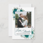 Blauwgroen & Aqua Rozen Liefde Bedankt bruiloft Fo (Voorkant)