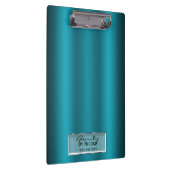 Blauwgroen Aqua Shine Elegant Chic Glam Gepersonal Klembord (Rechts)