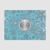 Blauwgroen Aqua Silver Snowflakes Winter Wonderlan Tissuepapier (Voorkant)