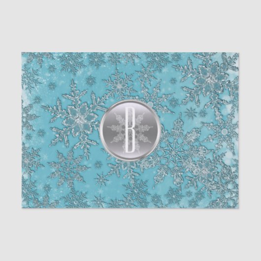 Blauwgroen Aqua Silver Snowflakes Winter Wonderlan Tissuepapier (Voorkant)