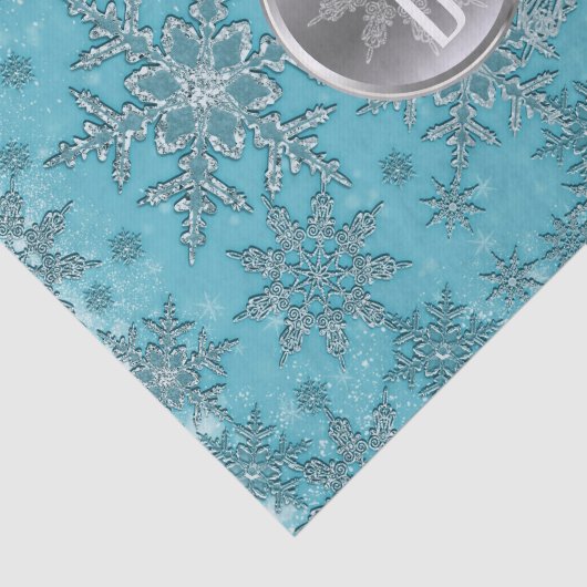Blauwgroen Aqua Silver Snowflakes Winter Wonderlan Tissuepapier (Detail)